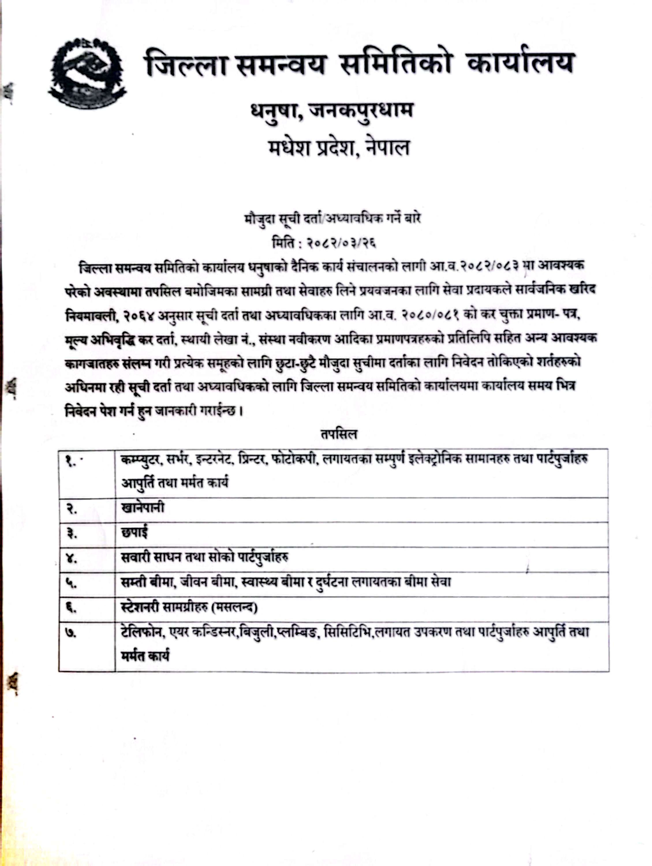 मौजुदा सूची दर्ता